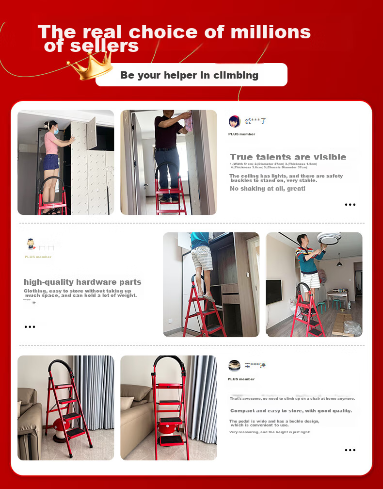 Quanpinwu Ladder, Household A-Frame Ladder, Thickened Iron Ladder, Folding Ladder, Multi-Functional Ladder for Climbing, Indoor Ladder 1