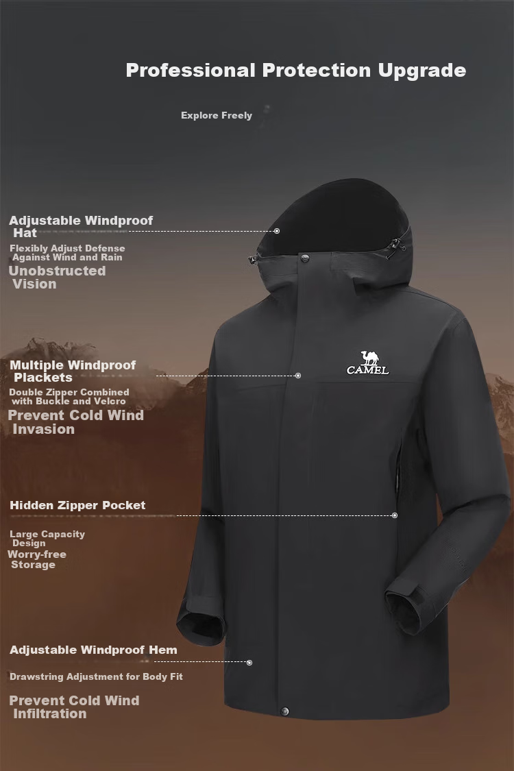CAMEL North Wind Jacket Three-In down Inner Liner, Windproof Waterproof Mountaineering Suit A23CF00138FD M 14