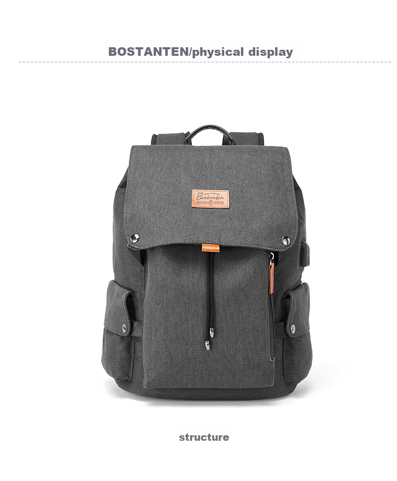 BOSTANTEN Men's Backpack, High School And College Student Bookbag, Trendy Backpack with Large Capacity for Laptops And Notebooks, Suitable for Both Men And Wome 17