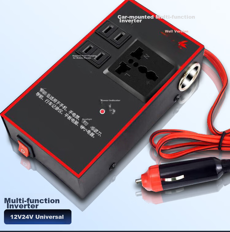 Kylie Car Power Inverter, Portable Converter, 12V/24V to 220V, QC3.0 Fast Charging, Type-C Display, Black 9