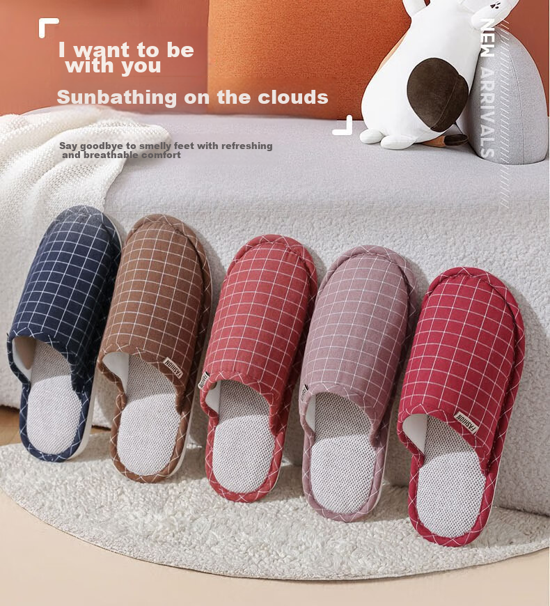 Huameijianbu Versatile Thick-Soled Couple Cotton Slippers for Indoor And Outdoor Use, Fleece-Lined Warm Cotton Slippers HM2258 Brown Size 44-45 1