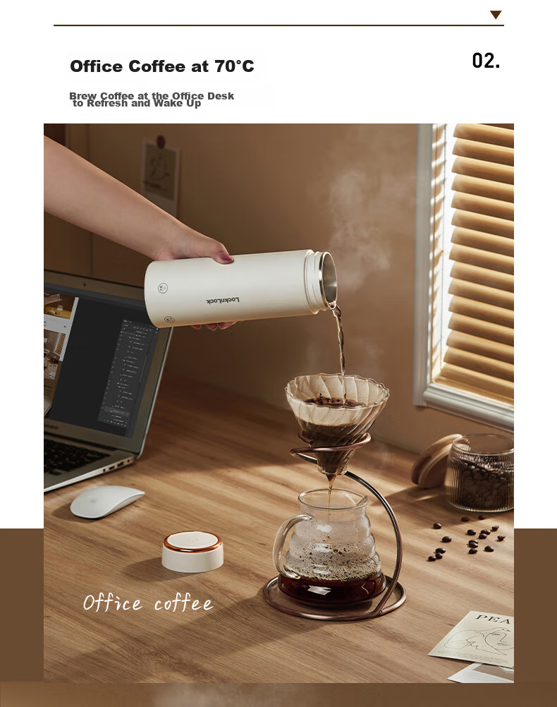 Locknlock Portable Electric Kettle, Outdoor Travel Electric Water Boiler, Electric Water Cup, Hot Water Cup, Business Trip Electric Kettle, Electric Heating Water Cup EJC3435WHT 11
