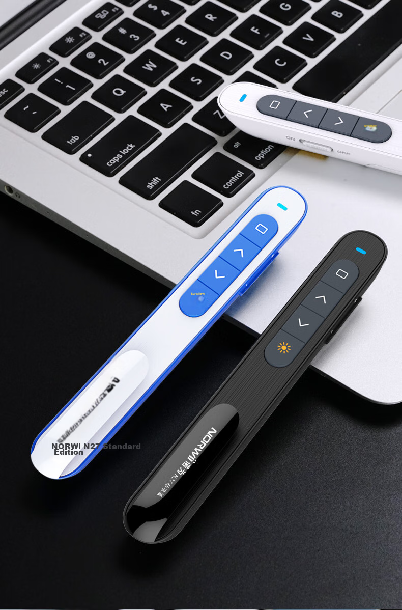 NORWII PPT Remote Pointer for Teachers, 360° Laser Pointer, Adjustable Volume, Projection Pen, 100m Remote Page Turner, Wireless Presenter, N27 Red Light, Black 23