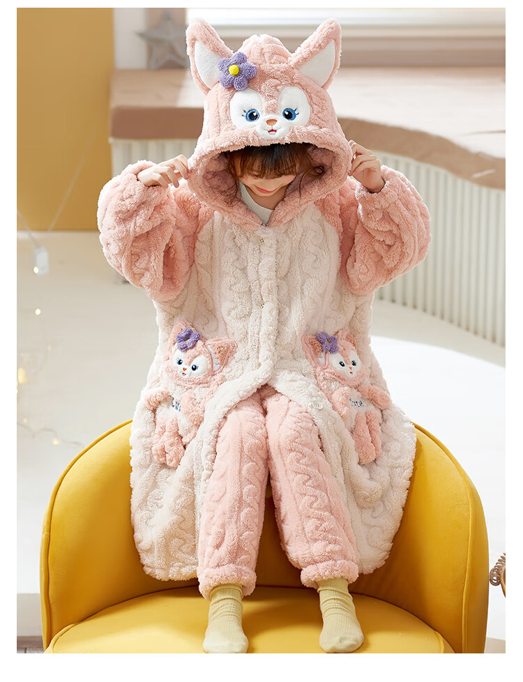 LangSha Baby Girls Coral Fleece Pajamas Autumn Winter 2025 New Children's Bathrobe Winter Stylish Homewear for Little Girls 8