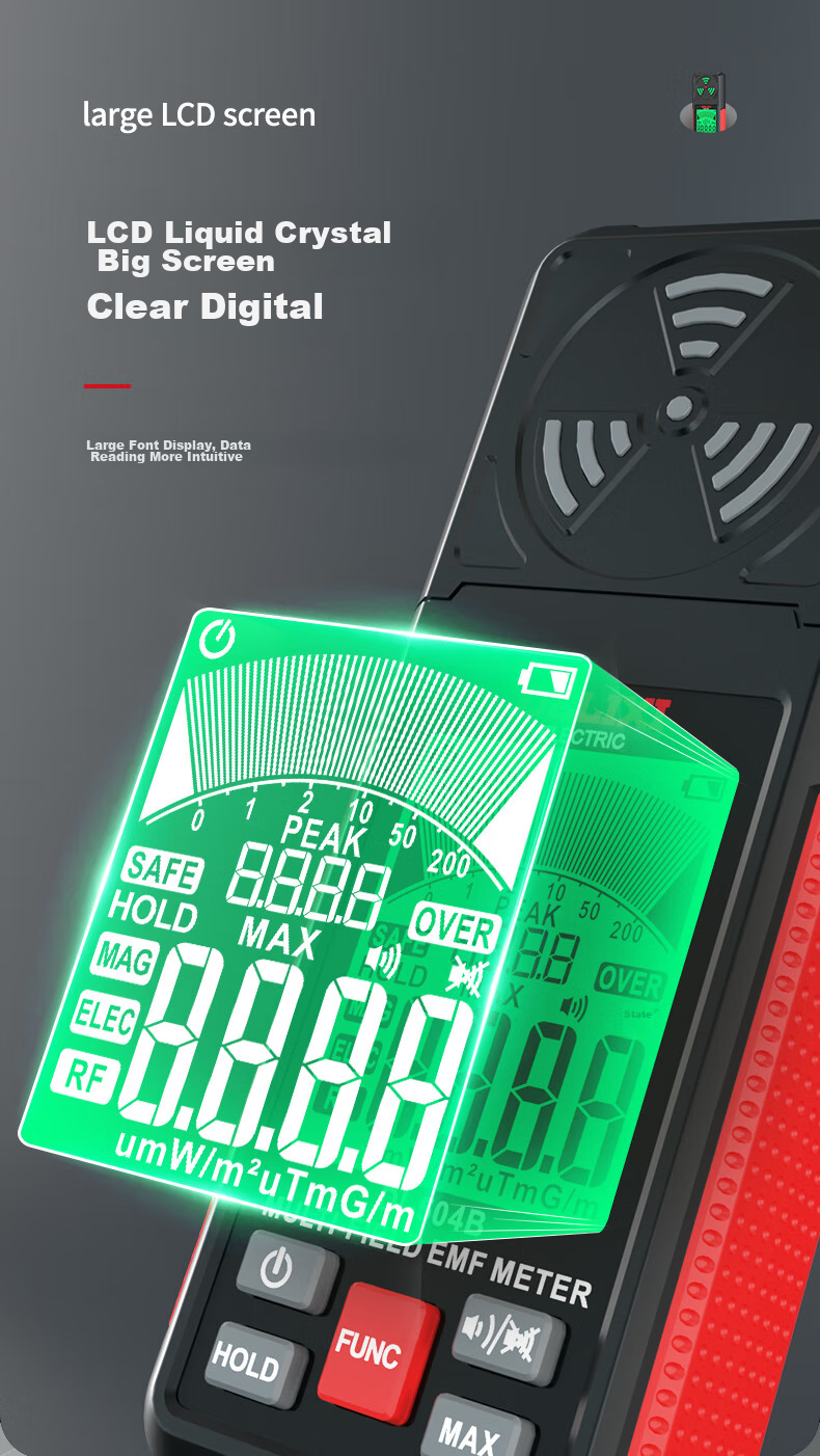 DELIXI ELECTRIC Electromagnetic Radiation Tester, High-Frequency DI504A, Home-Use Electromagnetic Field Radiation Detector 12