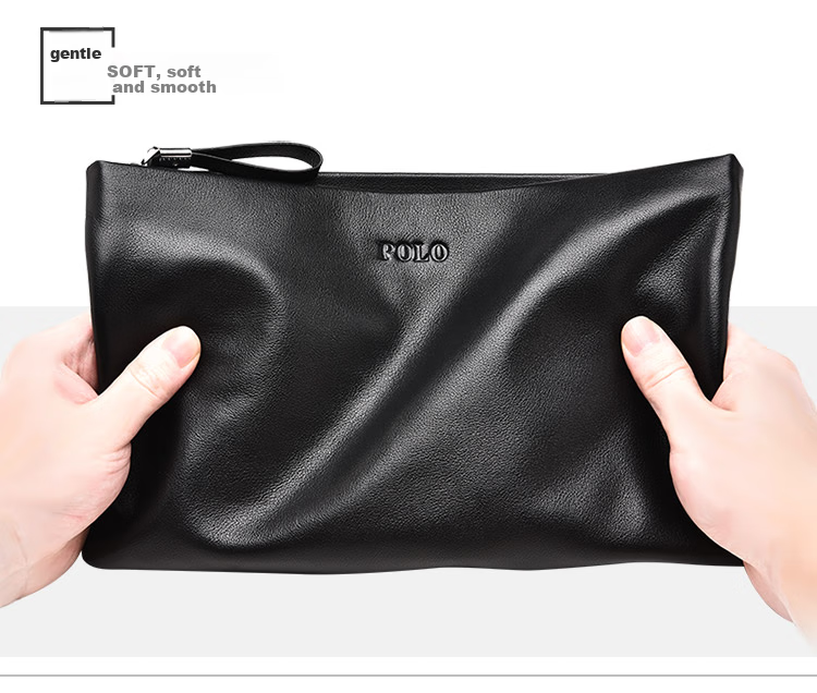 POLO Men's Handbag, Top-Grain Leather Clutch, Wallet, Cash Envelope Bag, Coin Purse, Birthday Gift for Boyfriend 5