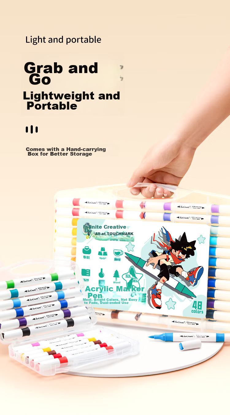 Touch Mark Dual-Tip Acrylic Marker Set, 36 Colors, Soft And Hard Tips, Watercolor Pens for Students' Doodling, Art Drawing, Waterproof Quick-Drying Highlighters, Children's Birthday Gift for Boys And Girls 11