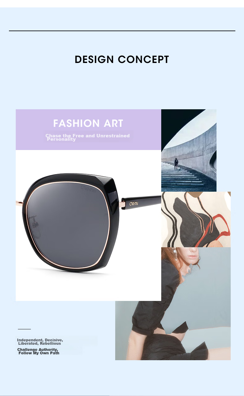 CAXMAN Fashion Cat-Eye Style Sunglasses for Women, Polarized Sunglasses, Casual Face-Flattering Trendy Glasses CX3183 2
