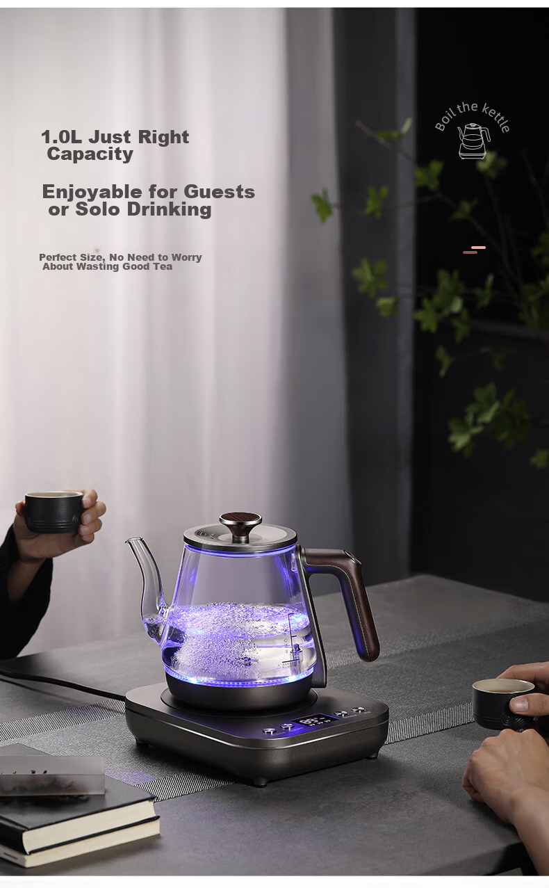 Biooner Fully Automatic Electric Kettle, Water Boiler, Glass Water Heater for Tea Table, Integrated Tea Table And Coffee Table, Tea Brewing Utensils, Electric Tea Stove with Water Pump RY-D3 with Handle for Filling Water 14