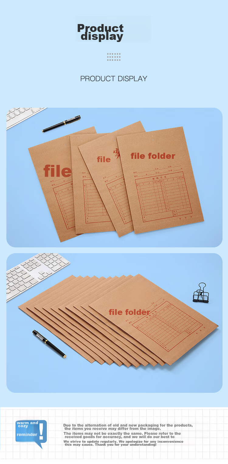 COMIX 50-Pack A4 Mixed Pulp 175g Thick Kraft Paper File Folders with 2.8cm Side Width, Document Envelopes for Tender Books, Contracts, Bills And Files, Office Supplies AP-123 8