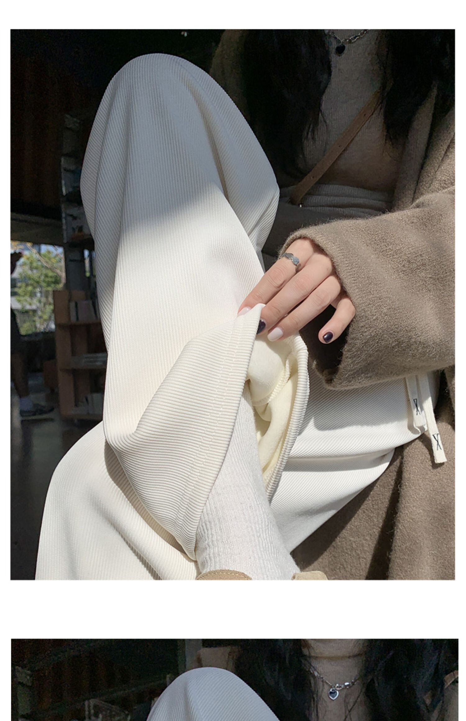 Langsha Women's Casual Pants, New Spring And Autumn 2026 Style, Petite Fleece-Lined Wide-Leg Pants, Korean-Style Slimming And Heightening Effect, European Velvet Trousers 13