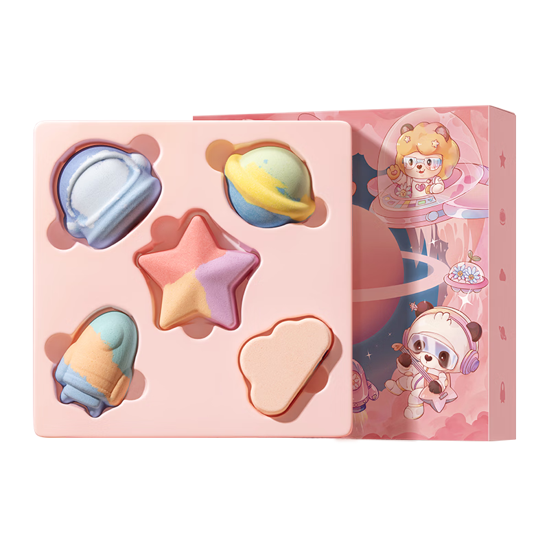Bodcrme Cute Bath Bombs 5 Pieces 315g (Children's Bath Balls, Baby Bath Bombs, Bubble Bath Balls, Shower Balls)