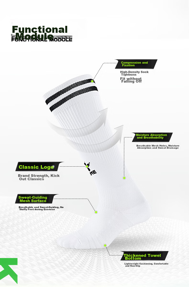 KELME Children's Long Soccer Socks with Non-Slip Terry Bottom, Professional Competition Training Sports High Socks, Black 2
