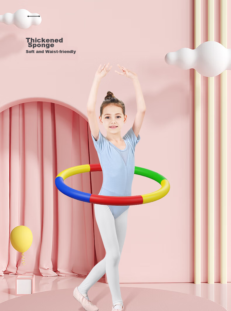Duweike Children's Hula Hoop, Kindergarten Thickened Soft Sponge, Exercise Fitness Colorful Performance Hoop, 55cm Suitable for Ages 5-7 8