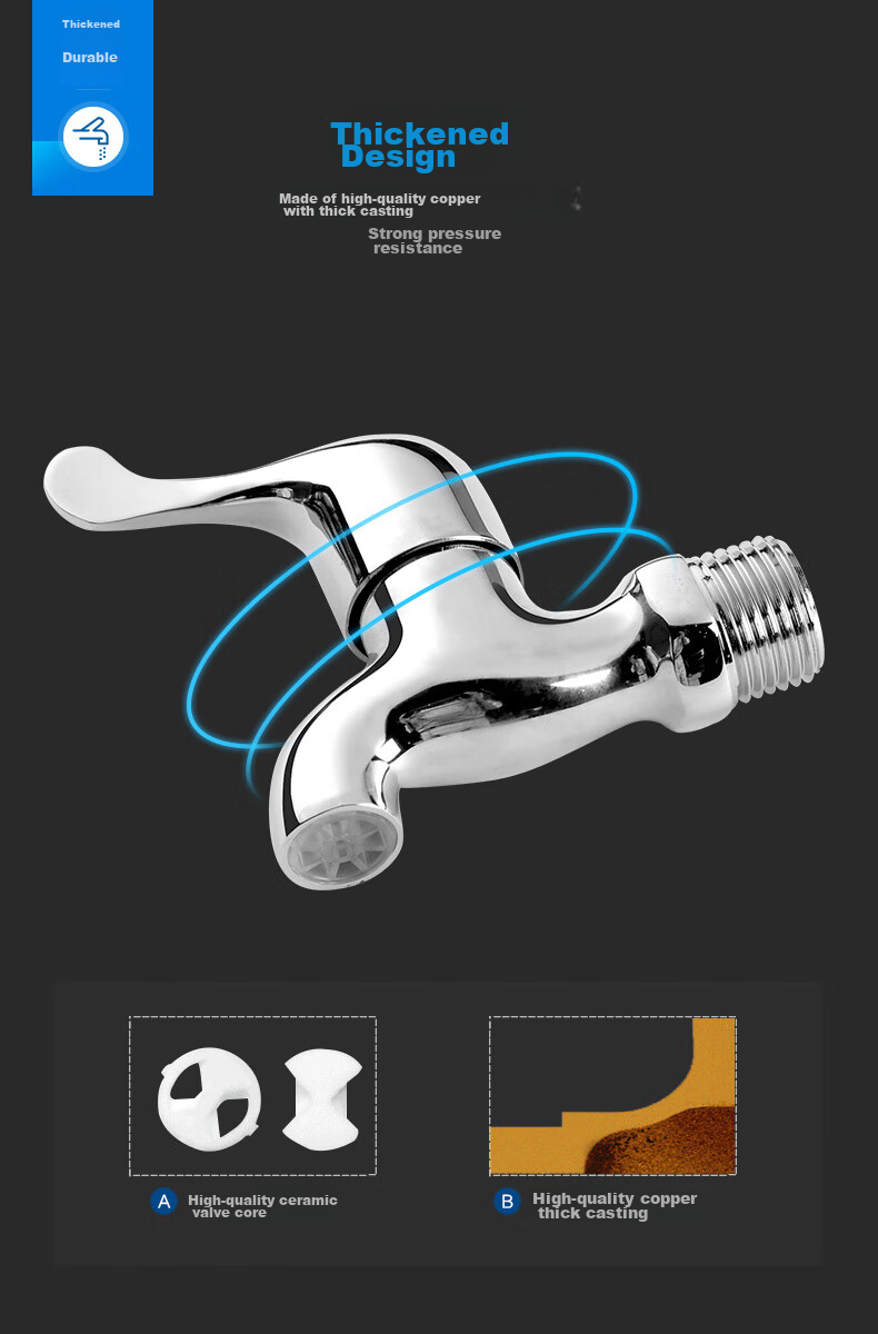 JOMOO Quick-Open Faucet, High-Quality Copper, Standard Cold Water Tap, Universal Bathroom Faucet for Tap Water, 7116-234/1C 6