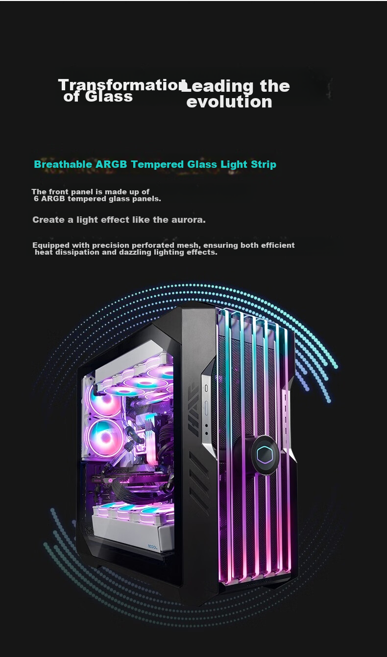 CoolerMaster HAF700EVO EATX Full Tower Computer Case, Supports 480mm Radiator Cooling/LCD Display/18x Fan Positions/Tool-Free Assembly/4090 12