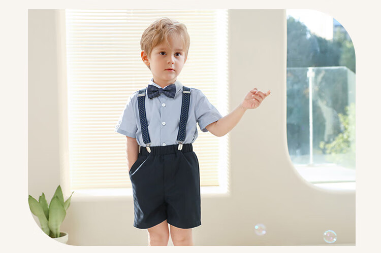 LUOBOBEIBEI Boys' Formal Wear, Children's Suspender Pants And Vest Set, Back-To Chorus Host New Year's Outfit, Suspender Pants Set, Size 120 4