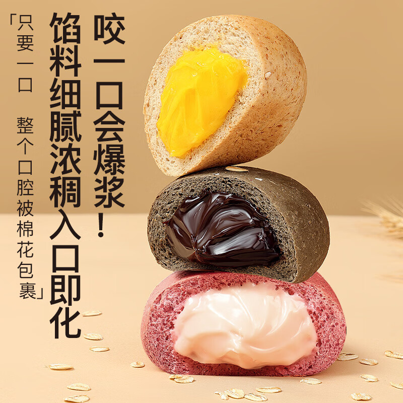 暴肌独角兽全麦面包欧包混合馅料面包早餐代餐健身休闲零食6口味混合1kg