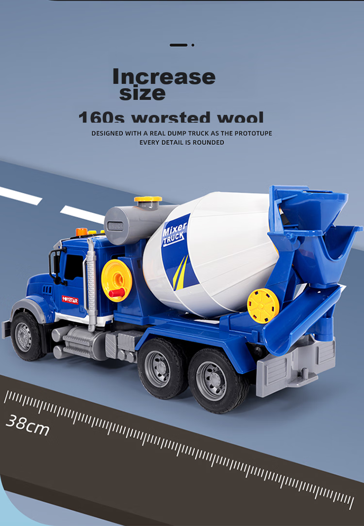 XST Extra Large Mixing Truck Children's Toy with Sound And Light, Can Dispense Concrete Cement, Tank Truck, Boys' Birthday Gift 5