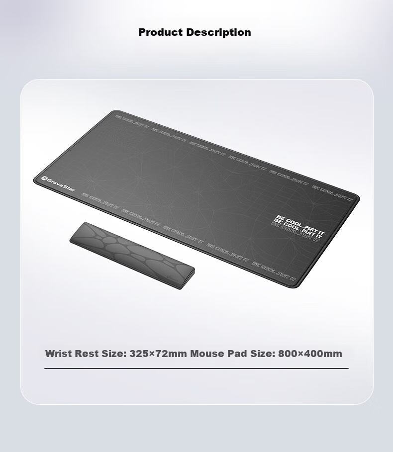 GravaStar Keyboard Accessory, Rectangular Mouse Pad, Black 10