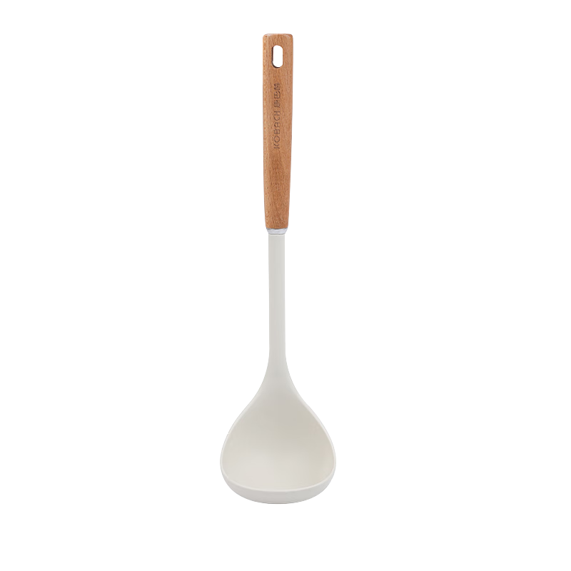 KOBACH Silicone Soup Ladle, Non-Damaging to Pot, Heat-Resistant, Kitchen-Specific [White Silicone Ladle]