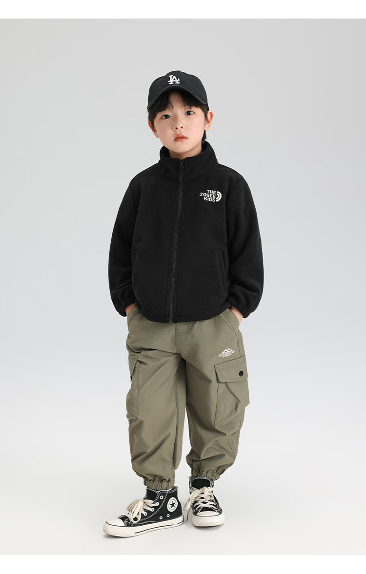 Zuoxi Children's Fleece Jacket, Boys' Outerwear, 2026 New Style, Spring Wear for Boys, Inner Layer Sportswear, Black, Size 120 8