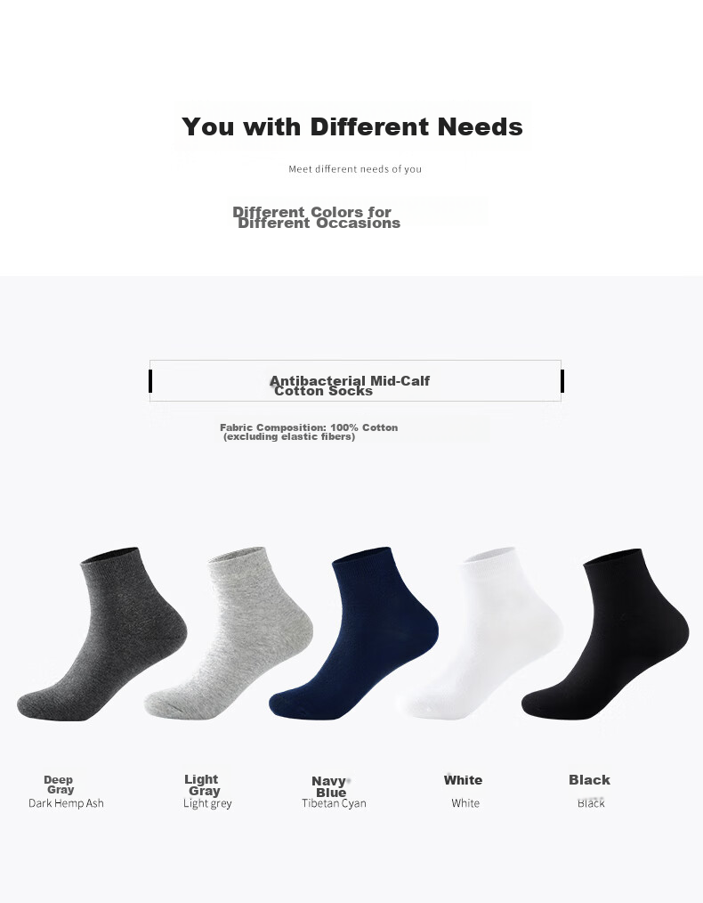 Hengyuanxiang [Hot Selling 200,000] Men's Socks, 100% Pure Cotton, Business Elite Mid-Calf Socks for Men, Sweat-Absorbing And Breathable, Spring And Summer 18