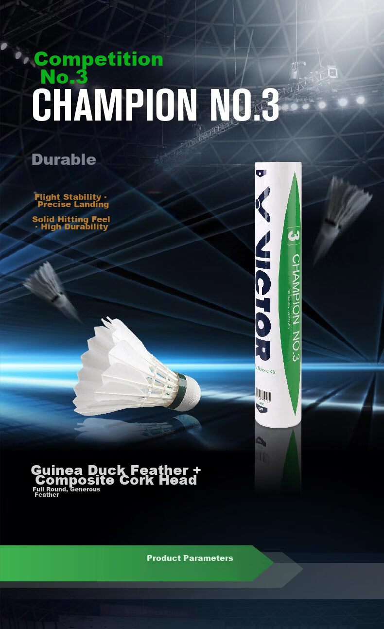 VICTOR Self-Operated Flagship Store Badminton Shuttlecocks Durable And Stable Competition Training Balls CP3 Competition No. 3, Pack of 12 1