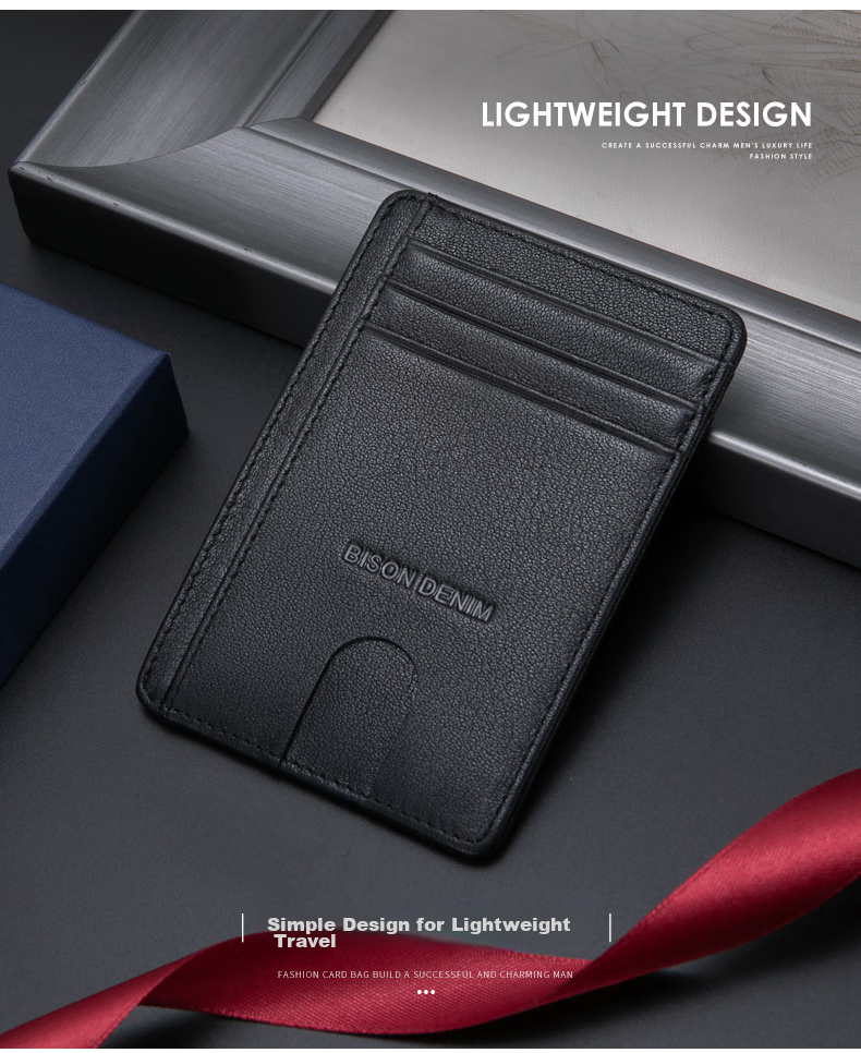Meizhouyeniou Card Holder for Men, Ultra-Thin, Top-Grain Leather, Multi-Slot ID Holder, Birthday Gift for Boyfriend 3