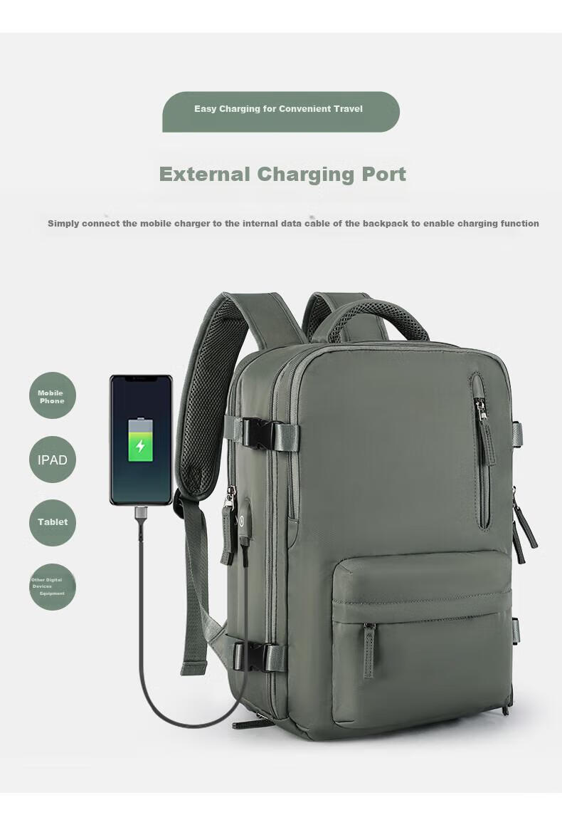 Landcase Backpack, Travel Bag for Women, Large Capacity, Shoulder Bag, Business Trip Bag, Laptop Bag for Men, 5162 Dark Green, Large Size 8