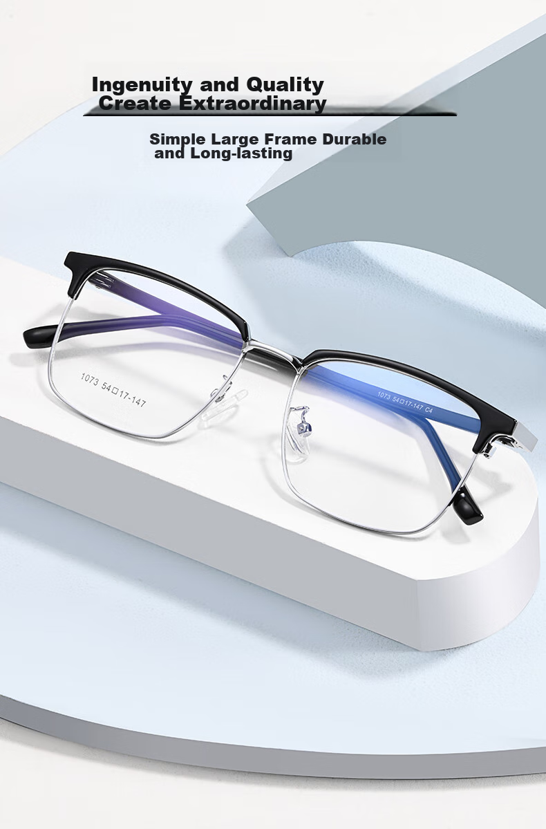 Jingbang Men's Prescription Glasses Blue Light Blocking Photochromic Fashion Transparent Browline Frame Eyewear S9615 2