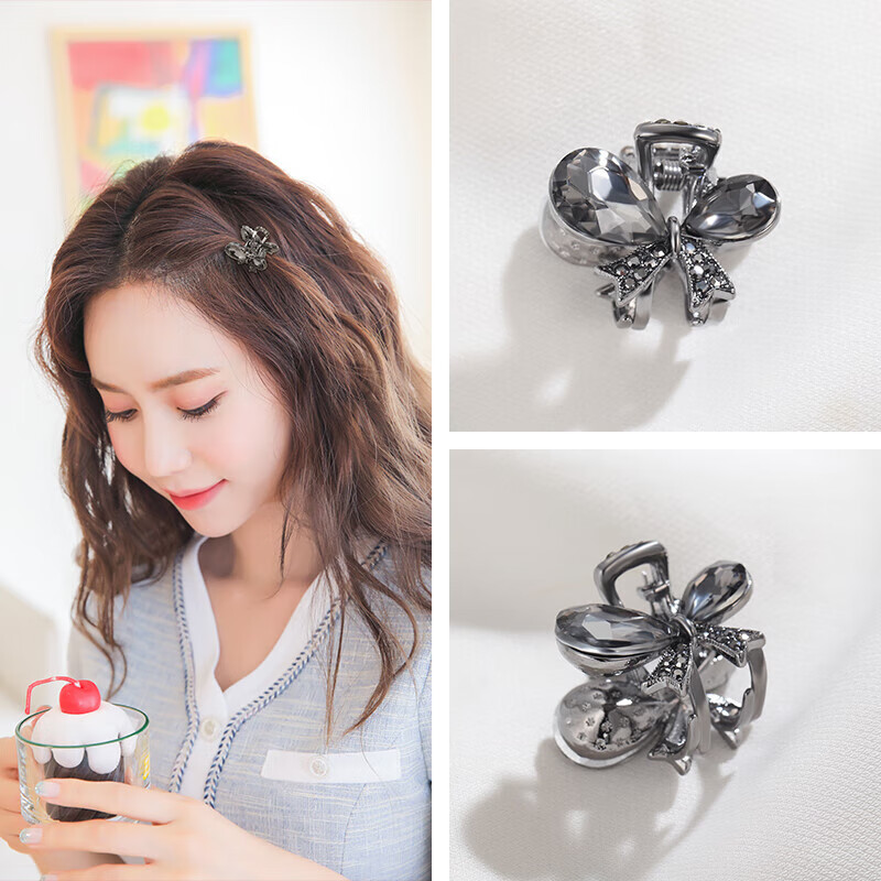 CHIMERA Small Rhinestone Hair Clip Elegant Korean-Style Hair Claw Bow Bangs Clip Hairpin Birthday Gift for Wome