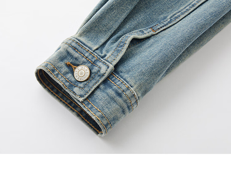 Dme Small Round Neck Denim Jacket Spring Straight Shoulder Sleeve Slim Fit Short Denim Jacket 18