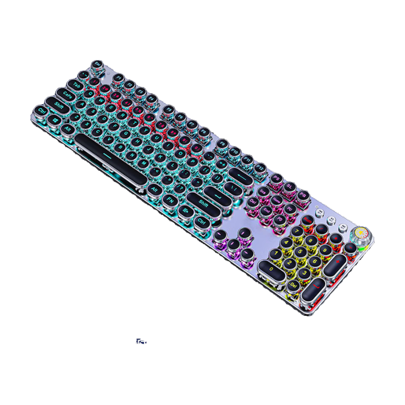 EWEADN TK100 Punk Mechanical Keyboard, Gaming Wired Keyboard for Desktop And Laptop, External Office Typing Retro Accessory, PUBG 104-Key, Black with Mixed Light And Dark Switches