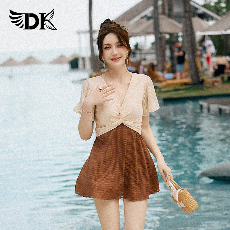 DK One-Piece Swimsuit for Women, 2026 New Style, Elegant And Slimming, Conservative, Plus Size, Suitable for Curvy Girls, Conceals Body Flaws, Perfect for Hot Springs