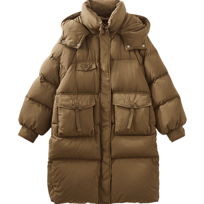 Dme [Light Life] Winter 50D Cotton-Feel Faux Memory Duck down Large Patch Pocket Petite Women's Down Jacket Coat