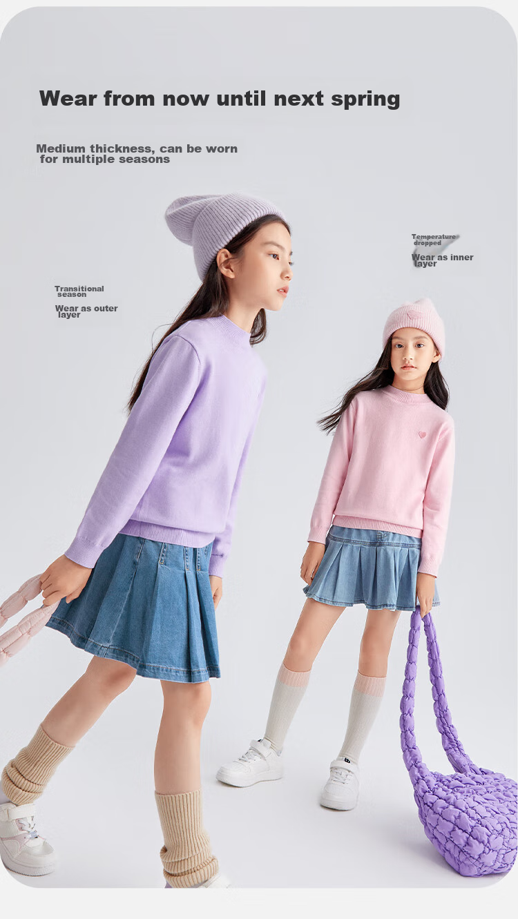 BALABALA Balaone Kids Sweater Girls 2025 Spring Autumn Pullover Knitwear 208325103003 3