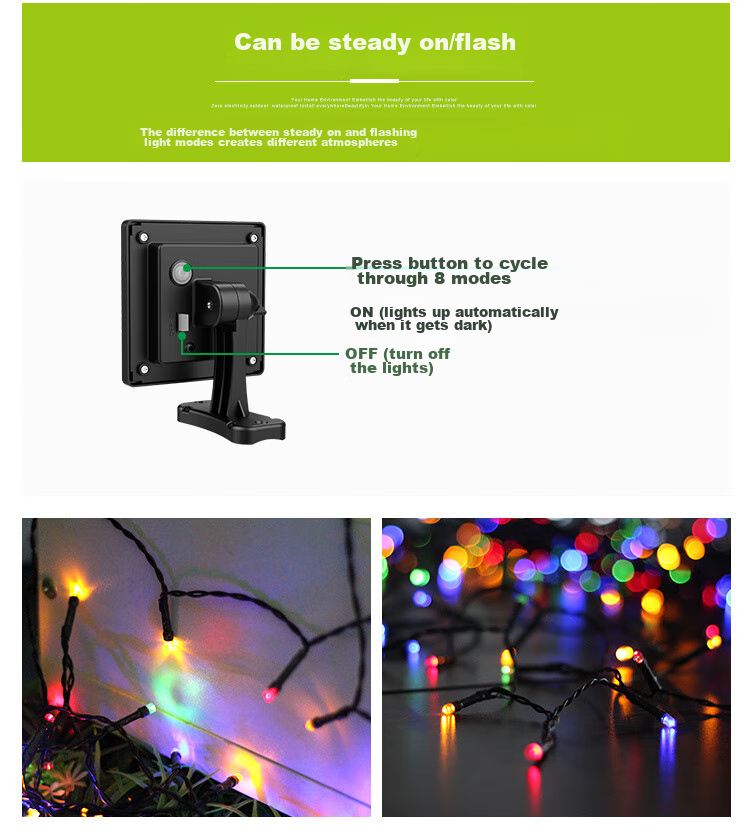 Intelamp Solar String Lights, Flashing Lights, Colorful Outdoor Garden Decorations, Spring Festival And Christmas Decorations, Colorful Landscape Lights, Tree Atmosphere Lights 1