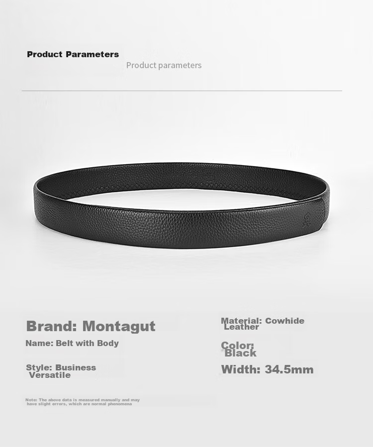 MONTAGUT Men's Leather Belt, Genuine Leather Waistband without Buckle, Automatic Buckle, Replacement Belt, Father's Day Gift 7
