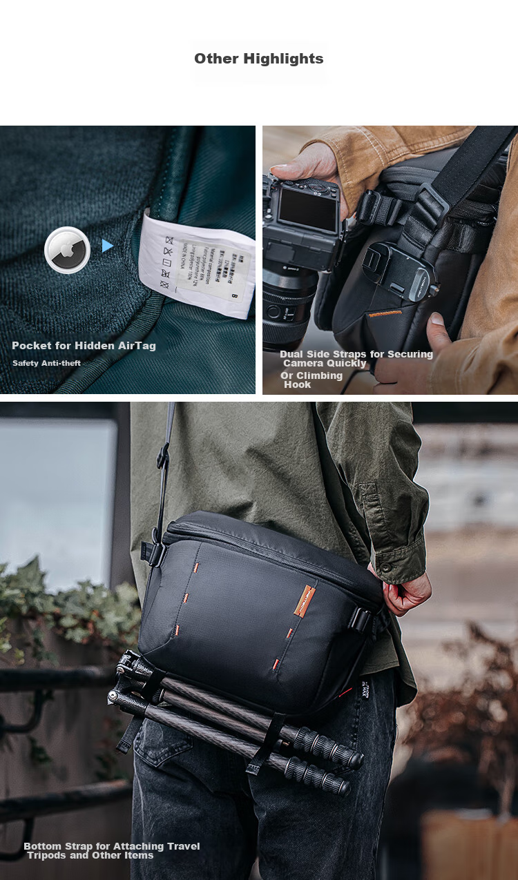 PGYTECH Dandelion Shoulder Bag, OneMo Camera Bag, DSLR Crossbody Bag, Fuji Nikon Canon Camera Bag, Stabilizer Storage Bag, OneMo Sling Shoulder Bag, 7L Camouflage Gray 14