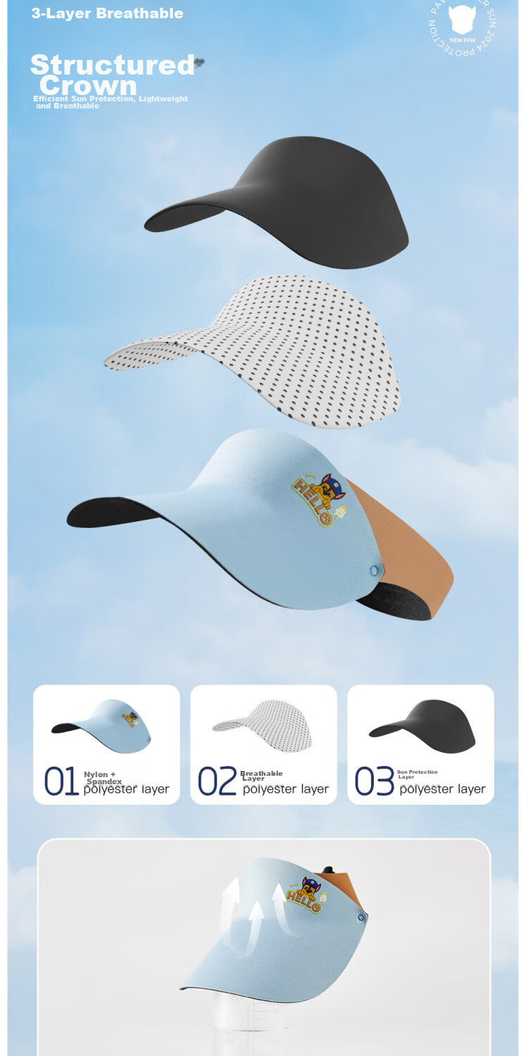 PAW PATROL Children's Baseball Cap, Visor Sun Protection Hat, Boys' Sunhat, Girls' Sports Outdoor Sun Visor, Bright Red 6