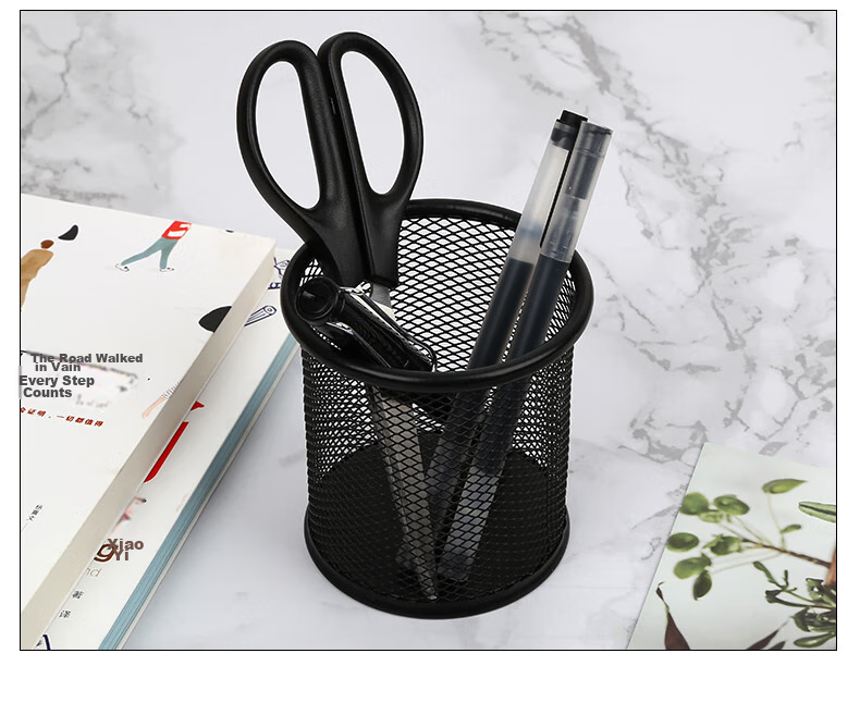 SIMAA [Best-Seller Recommendation] Square Pen Holder with Mesh Anti-Rust Metal Office Design, Creative Minimalist Desktop Storage, Black, 1 Piece 7063 7