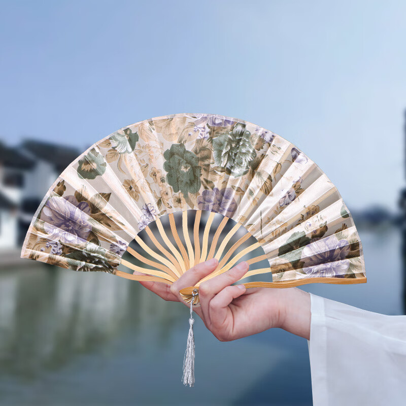 Jidukongjian Folding Fan, Chinese Ancient Style Fan for Women, Vintage Dance Fan, Birthday Gift, Summer Costume Photo Prop, Chinese-Style Folding Fa