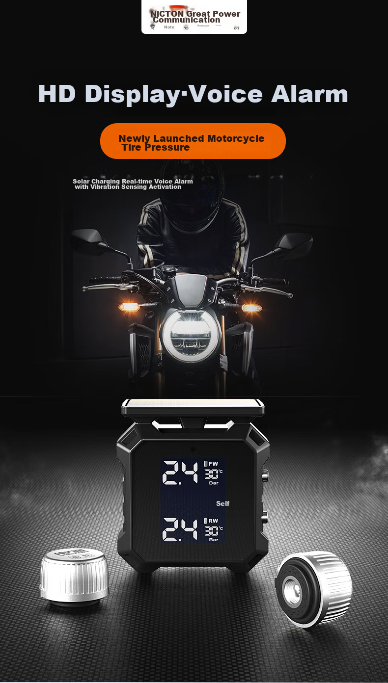 Victon Victon Motorcycle Tire Pressure Monitoring System, Electric Vehicle Solar-Powered Voice Alarm Tire Monitor 1