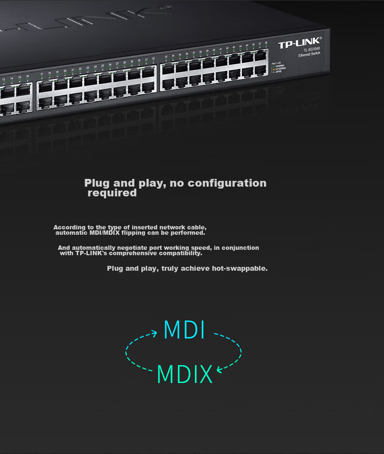 TP-LINK 48-Port Full Gigabit Unmanaged Switch, Enterprise-Grade Switch, Monitoring Network Cable Splitter, Traffic Distributor TL-SG1048 4