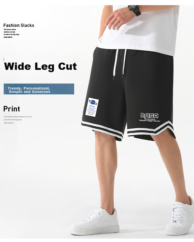 NASA GISS Men's Sports Shorts, Summer Lightweight Casual Basketball Shorts, Youth Student Leisure Knee-Length Shorts, Black, Size S 4