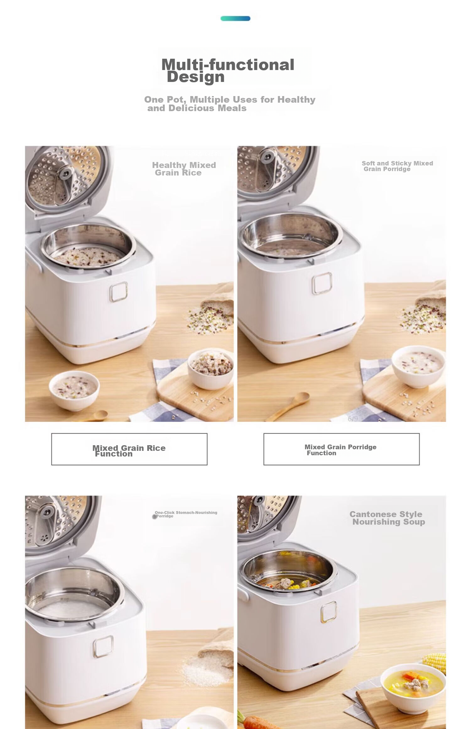 DAEWOO Mini Rice Cooker 1.2L Smart Small Electric Rice Cooker for 1-2 People Multifunctional Low Sugar Micro Pressure FB23DT Purple 18