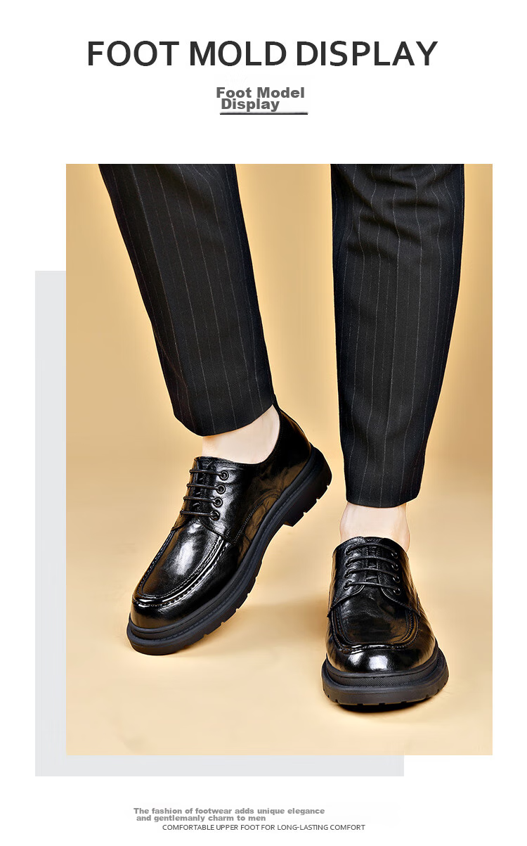 St&Sat Men's Shoes, Men's Hand-Scratched Leather Shoes, Business Casual Leather Shoes for Men, Black, Size 38 5