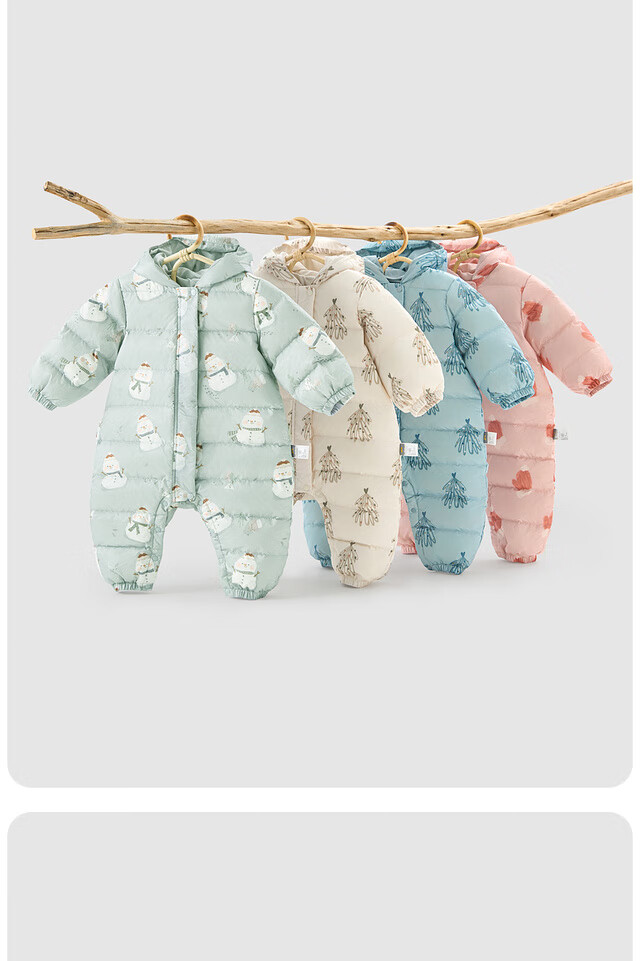 TONGTAI Baby Down Jacket One-Piece Autumn Winter Hooded Romper Kids Outdoor Three-Proof Jumpsuit Blue 90cm 9