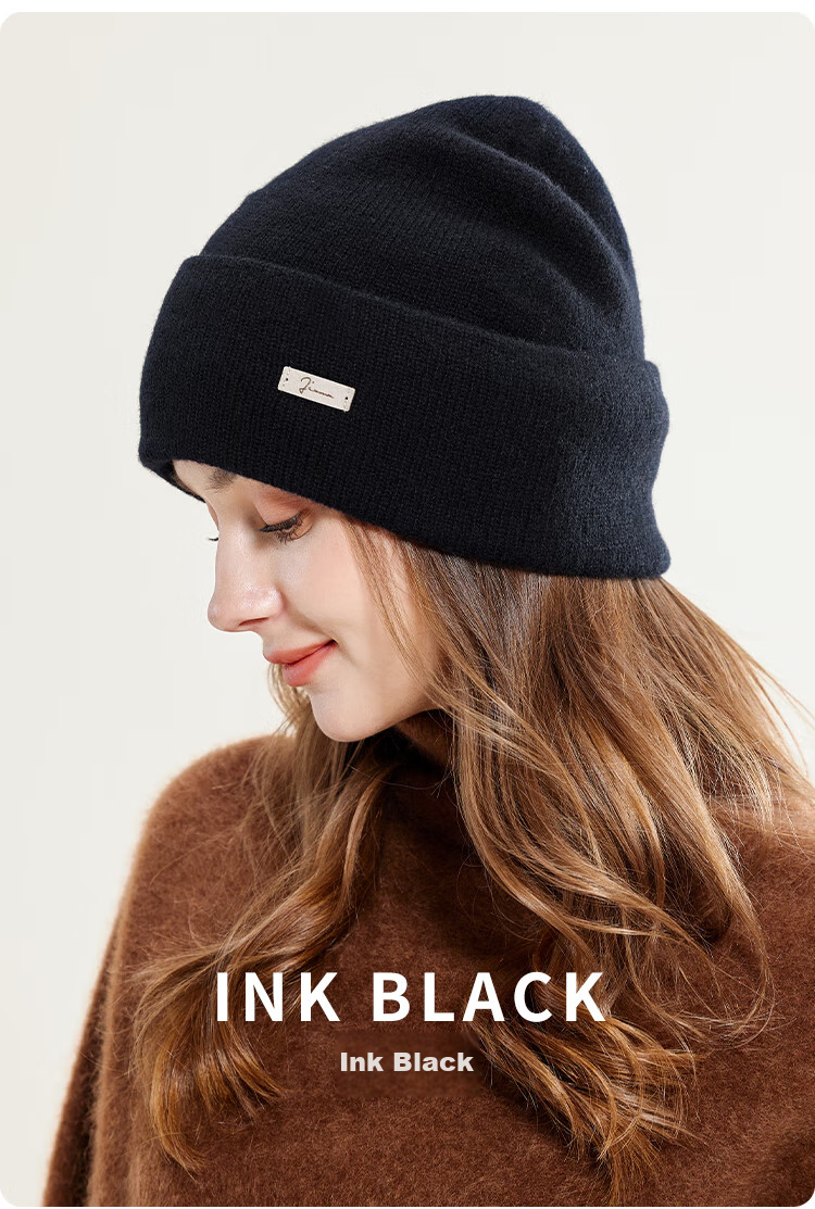 JIUMU Pure Wool Warm Knit Hat, Autumn And Winter Knitted Cap, Cold Hat, Winter Hat, Maternity Hat, Outdoor Cold-Proof Hat for Women in Winter 22